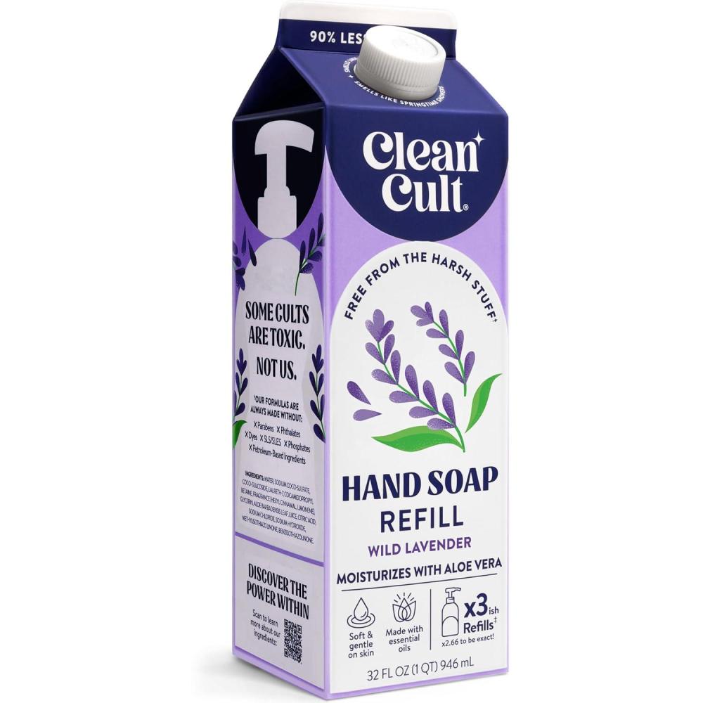 image:imageCleancult Liquid Hand Soap Refill  Juniper Sandalwood  Gentle On Sensitive Skin  Made with Aloe Vera amp Essential Oils  Eco Friendly  PaperBased Packaging  32 oz1 PackLavender