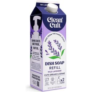 Cleancult Dish Soap Liquid Refill (32oz, 1 Pack) – Plant Based Cleaning Power – Dish Soap that Cuts Grease & Grime – Free of Harsh Chemicals – Uses 90% Less Plastic – Mandarin Peel(Wild Lavender)