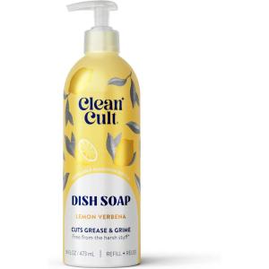 Cleancult – Lemon Verbena – Liquid Dish Soap – Refillable Aluminum Bottle – Dish Soap that Cuts Grease & Grime – 16 oz – 1 Pack(Lemon Verbena)