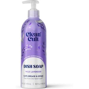 Cleancult – Lemon Verbena – Liquid Dish Soap – Refillable Aluminum Bottle – Dish Soap that Cuts Grease & Grime – 16 oz – 1 Pack(Wild Lavender)