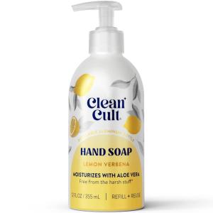 Cleancult – Lemon Verbena – Moisturizing Liquid Hand Soap – Refillable Aluminum Bottle – Made with Aloe Vera – Nourishes & Moisturizes Dry & Sensitive Skin – 12 oz – 1 Pack(Lemon Verbena)