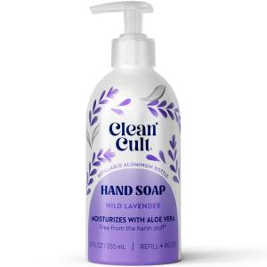Cleancult – Lemon Verbena – Moisturizing Liquid Hand Soap – Refillable Aluminum Bottle – Made with Aloe Vera – Nourishes & Moisturizes Dry & Sensitive Skin – 12 oz – 1 Pack(Lavender)